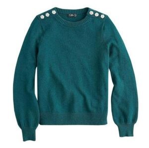 J. Crew Crewneck Women's Lambs Wool Jeweled Button Detail Sweater